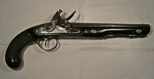 Click to enlarge a 16 bore flintlock officer’s/duelling pistol by Wheeler