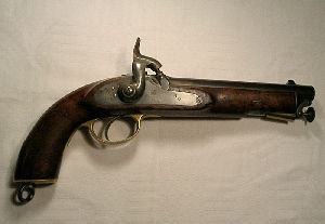 Click to enlarge an EIG Model 1861 percussion cavalry pistol dated Birmingham 1871 to lock plate